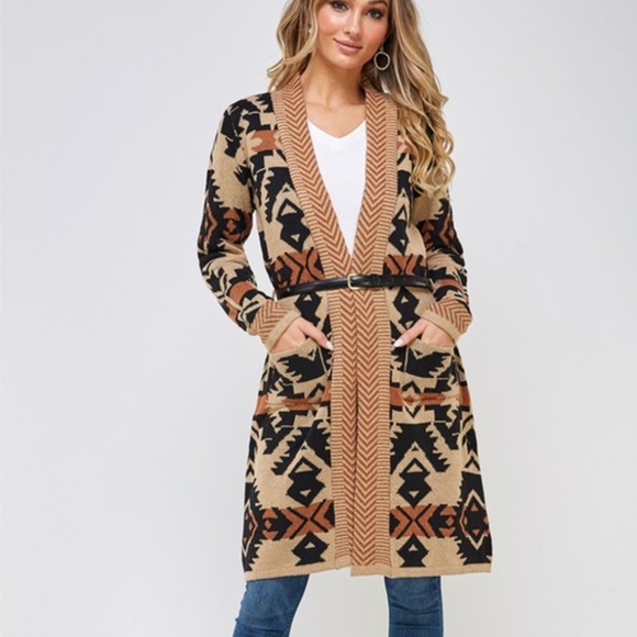 New Boho Aztec Cardigan Sweater - Picture 3 of 5